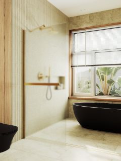 Душевая перегородка MaybahGlass MGD-731-3ш 79см золото